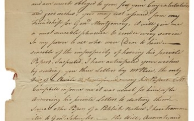 Arnold, Benedict. Autograph letter signed, to Robert R. Livingston, 10 February 1776