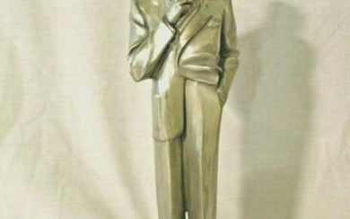 Art Deco Bronze Figurine Antique Silver Finish The