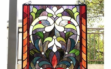 Art Nouveau Style Stained Art Glass Hanging Window