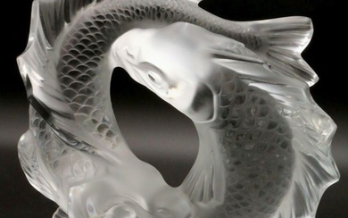 As Is, Lalique "Deux Poissons" Crystal Sculpture