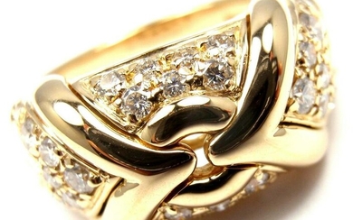 Authentic! Bulgari Bvlgari 18k Yellow Gold Diamond Band Ring