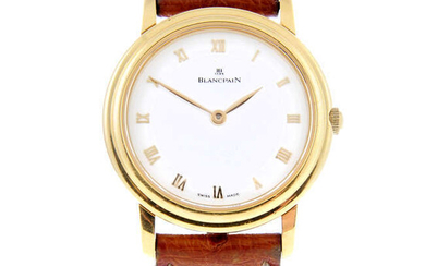 BLANCPAIN - a lady's 18ct yellow gold Villeret wrist watch.
