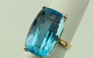 BLUE TOPAZ AND 14K YELLOW GOLD RING