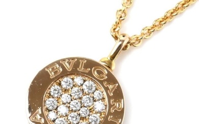 BVLGARI Bulgari K18PG Pink Gold Bvlgari Pave Onyx Necklace 350815 Diamond 12.1g 41-43cm Women's