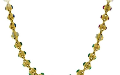 BVLGARI Gold Chain NECKLACE BRACELET Set with Gemstones