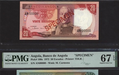 Banco de Angola, pair of specimens from the 1972 issues, (Pick 99s, 100s, BNB 423, 424)