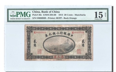 Banknote, China, 20 Cents = 2 Chiao, 1917, 1914, KM:44f,...