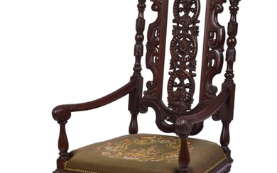 Baroque Style Mahogany Armchair