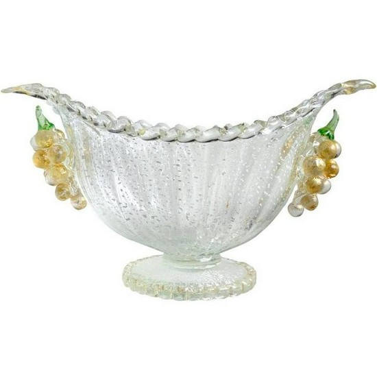 Barovier Toso Murano Silver Gold Italian Art Glass Bowl