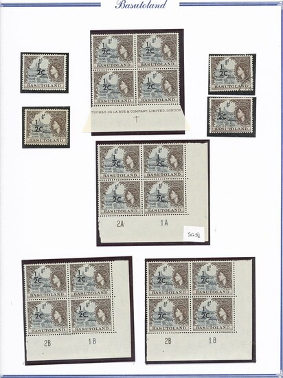 Basutoland 1961 Decimal Surcharge Issue A collection comprising ½c. on ½d. (177 with 2A and 2B...