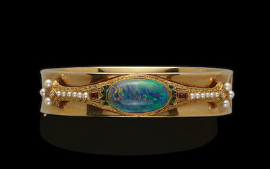 Black Opal Bangle Bracelet