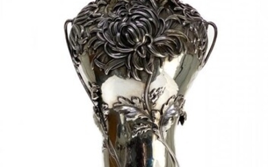 Black Starr Frost Silver Art Nouveau Chrysanthemum Vase
