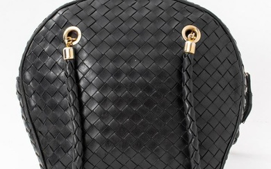 Bottega Veneta Black Woven Leather Shoulder Bag