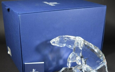 Boxed Swarovski Crystal Polar Bear on Rock