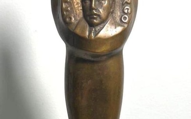 Bronze Figural Award Sculpture on Wood Base Signed Cuban Master...