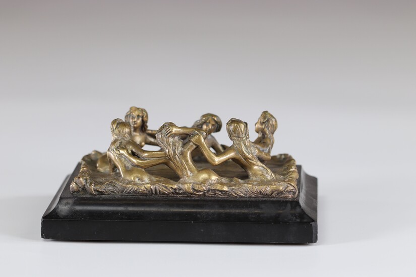 Bronze "les baigneuses" socle en marbre