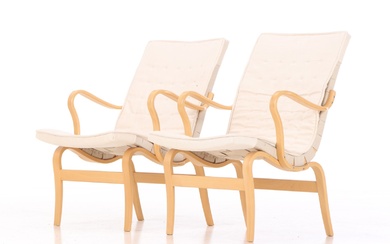 Bruno Mathsson for DUX. A pair of beech armchairs, model 'Eva' (2)