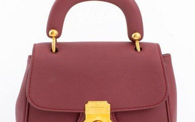 Burberry small DK88 top handle purse handbag in antique red "trench leather" with gold-tone metal