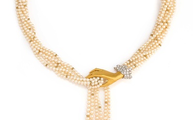 CARRERA Y CARRERA: SEED PEARL AND DIAMOND NECKLACE