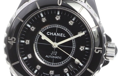 CHANEL J12 Black Ceramic 38mm 12P Diamond H1626 Mens Watch