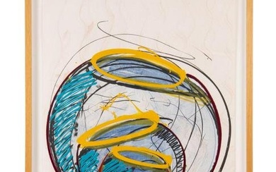 CHIHULY "PAINTED BASKETS" BLUE & YELLOW LITHOGRAPH
