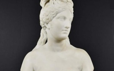 CONTINENTAL CARRARA MARBLE BUST OF A NUDE LADY