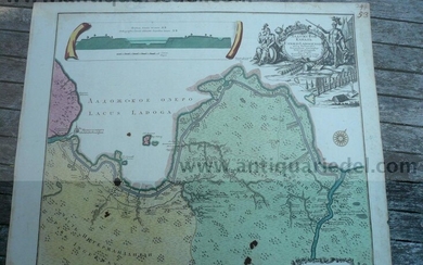 Canalis Ladogensis, anno 1760, map, Lotter T.C., old colours