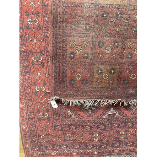 Carpets & Rugs: 20th cent. Turkman woolen carpet, red ground...
