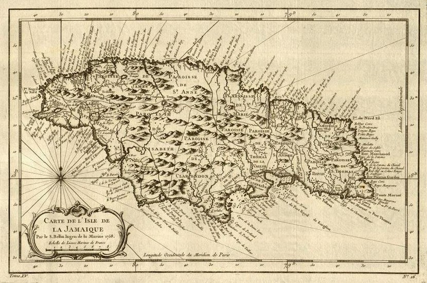 Carte de l'Isle de la Jamaïque'. Jamaica. West Indies.