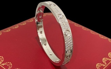 Cartier 18K White Gold Diamond-Paved & Diamonds Love Bracelet Size 16