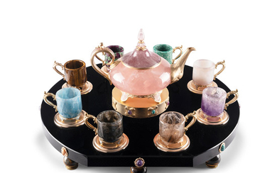Carved Gemstone Tea Set by Luis Alberto Quispe Aparicio