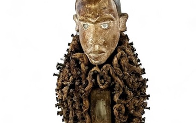 Carved Wood African Nail Fetish Figure