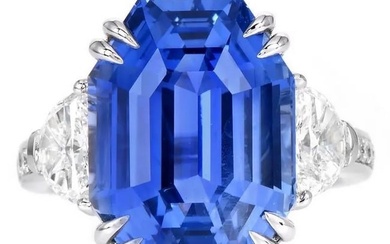 Ceylon No Heat 14.58ct Sapphire Diamond Gold Ring