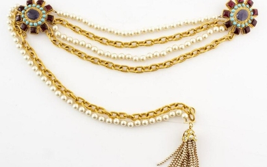 Chanel Gold-Tone, Faux Pearl, & Gripoix Belt