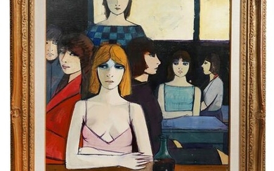 Charles Levier 'Femmes Dans un Cafe' O/C
