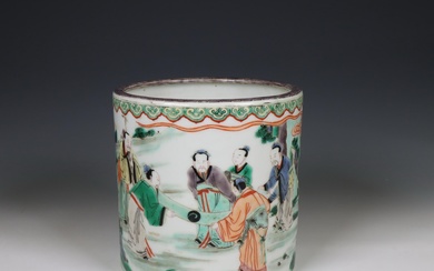 China, a famille verte porcelain brush pot, 20th century