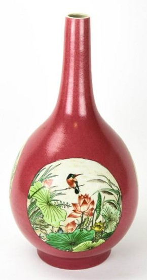 Chinese Hand Painted Porcelain Vase - Signed