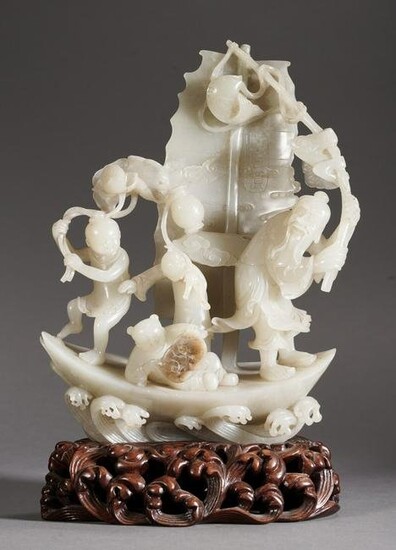 Chinese White Jade Figural Group