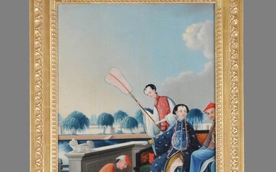 Chinese school, 19th century, a court lady and mandarin
