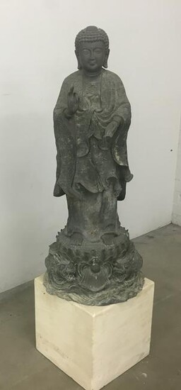 Chinese verdigris patinated metal model of Buddha