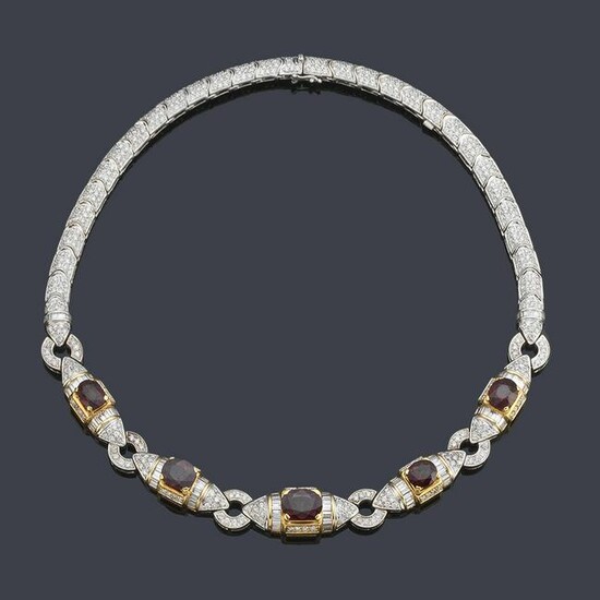 Choker with five oval cut rubies of approx. 13.00 ct in