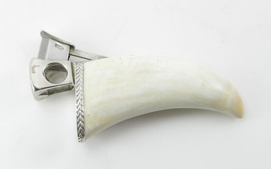 Cigar Cutter, Sterling Sperm Whale Tooth