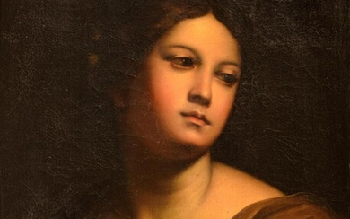 (Circle of) Carlo Maratta (1625-1713), portrait of a female artist, 50 x 64 cm