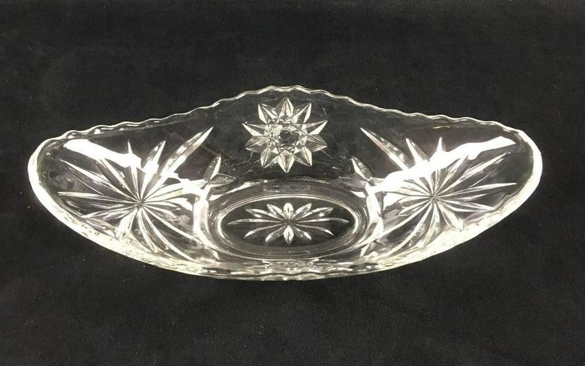 Clear Crystal Glass Condiment Dish or Pickle Tray