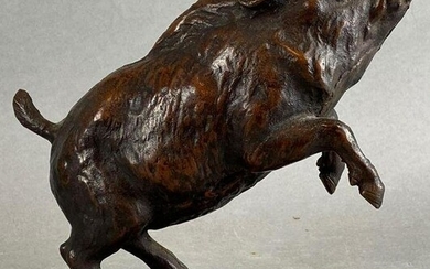 Cold Painted Cast Iron Razorback Boar Sculpture