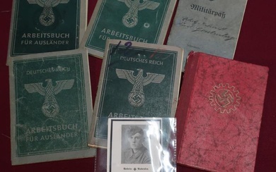 Collection of WWII German ephemera including death card for...