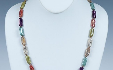 Colorful Multi-Gemstone Bead Necklace