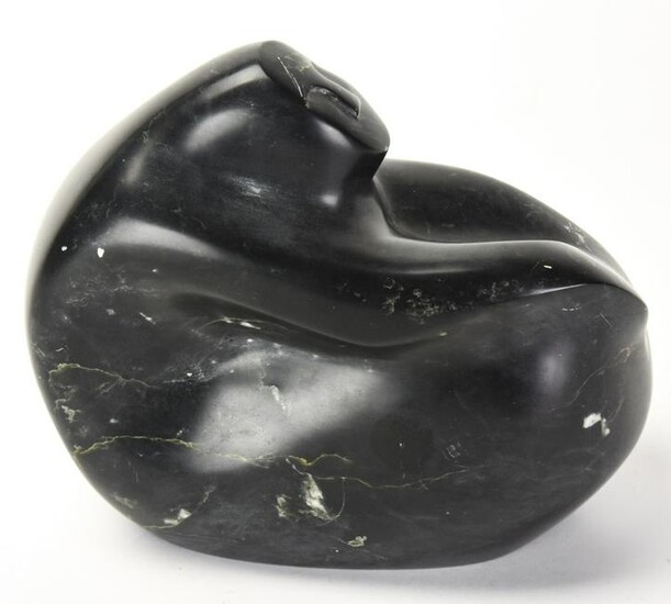 Contemporary Black Marble Seated Nude Figure