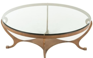 Contemporary Gilt Metal & Glass Cocktail Table