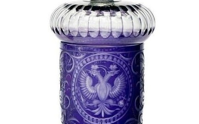 Continental Glass Pokal Russian Coat of Arms Double Eagle Purple Cut to Clear